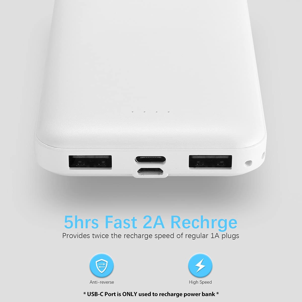 2-Pack 10000mAh Dual USB Portable Charger, Fast Charging Power Bank with USB C Input, Backup Charger for iPhone, Samsung and etc … - Image 4
