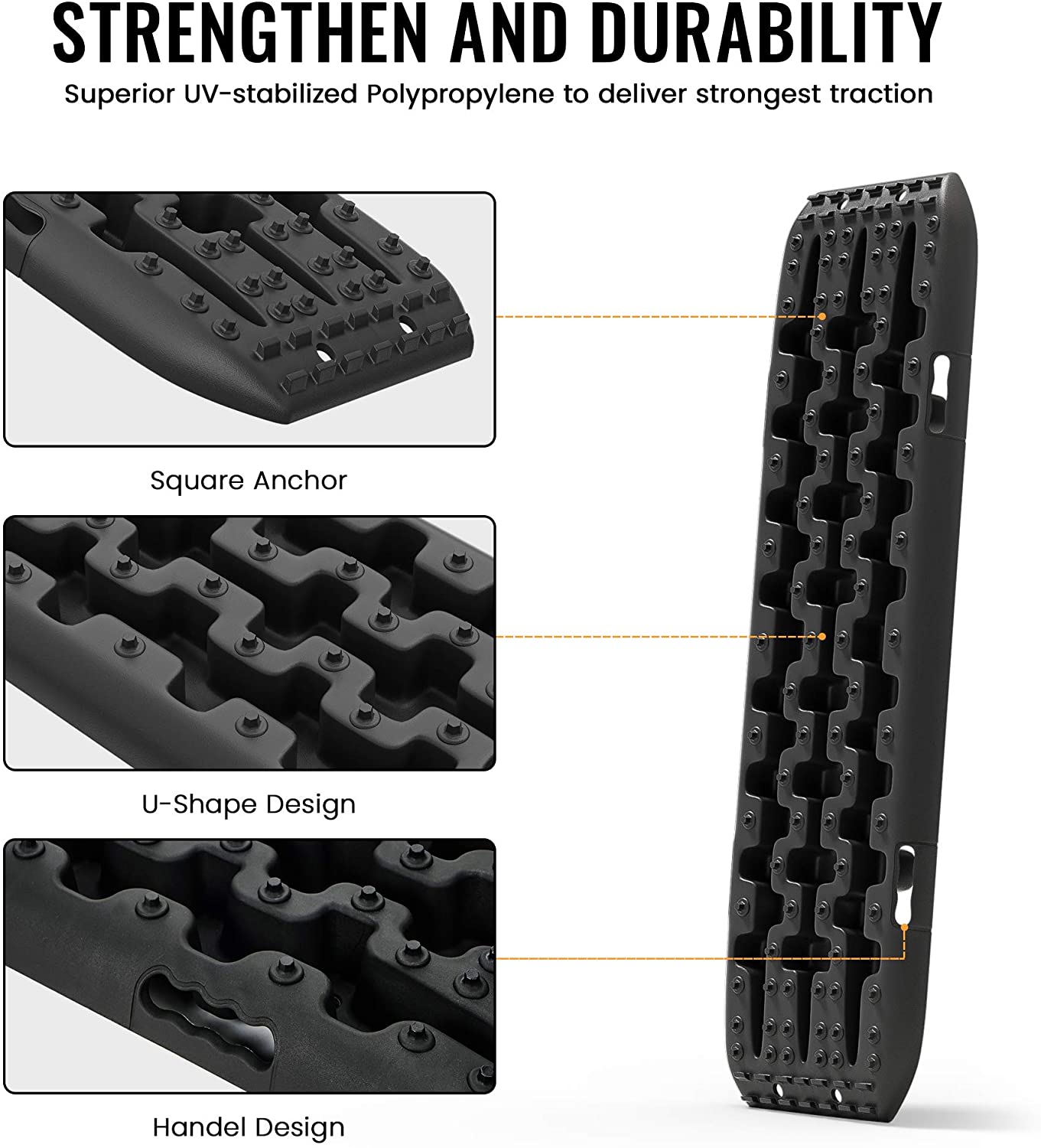 Black Recovery Traction Boards Tracks Tire Ladder